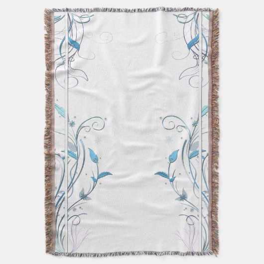 Bloemen op wijnstokken blauw deken (Voorkant Verticaal)