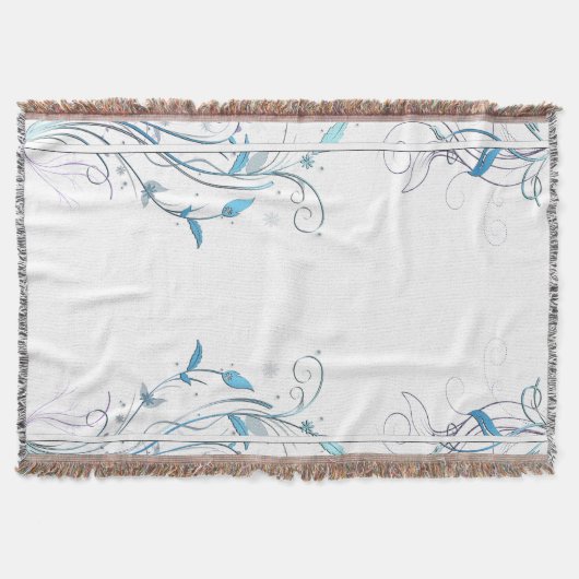 Bloemen op wijnstokken blauw deken (Voorkant)