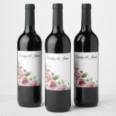 bloemen op wit wijn etiket (Flessen)