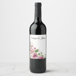 bloemen op wit wijn etiket