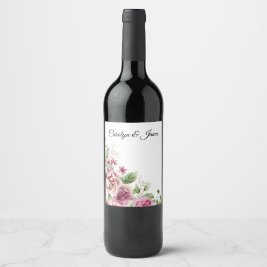 bloemen op wit wijn etiket (Voorkant)