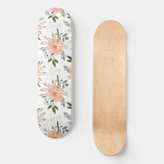 bloemen op witte achtergrond persoonlijk skateboard (Voorkant)