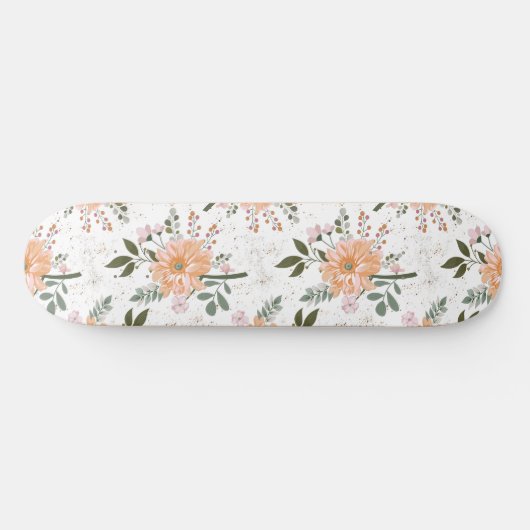 bloemen op witte achtergrond persoonlijk skateboard (Horizontaal)