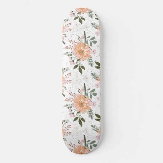 bloemen op witte achtergrond persoonlijk skateboard (Voorkant)