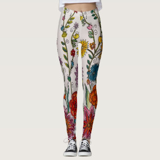 Bloemen op witte Leggings