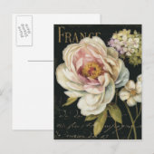 Bloemen op zwart briefkaart (Voorkant / Achterkant)