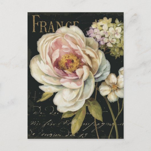 Bloemen op zwart briefkaart (Voorkant)