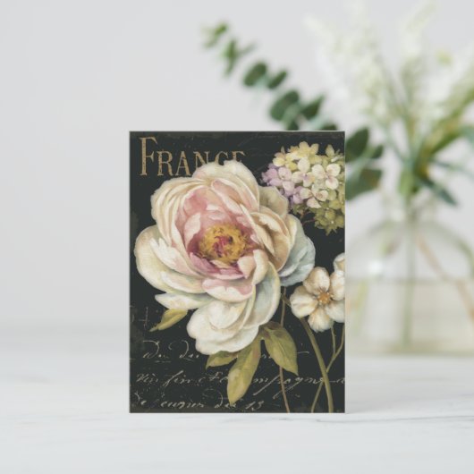 Bloemen op zwart briefkaart (Staand voorkant)