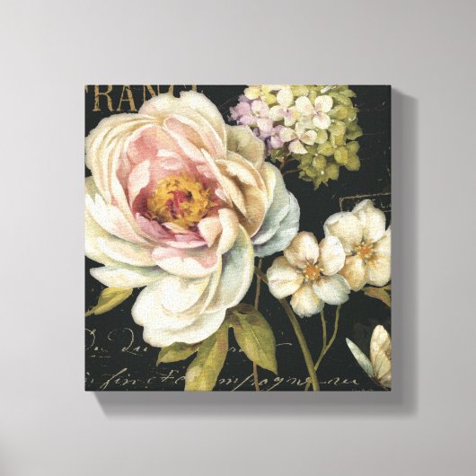 Bloemen op zwart canvas afdruk (Voorkant)