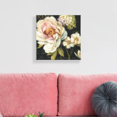 Bloemen op zwart canvas afdruk (Insitu (Woonkamer))