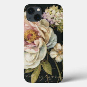 Bloemen op zwart iPhone 13 hoesje