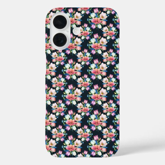 Bloemen op zwart Case-Mate iPhone case (Achterkant)