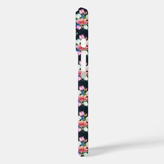 Bloemen op zwart Case-Mate iPhone case (Achterkant / Links)