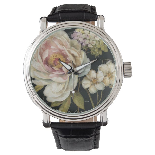 Bloemen op zwart horloge (Voorkant)