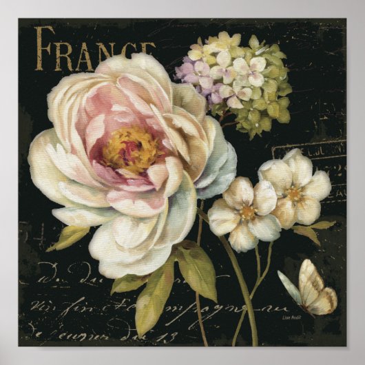 Bloemen op zwart poster (Voorkant)