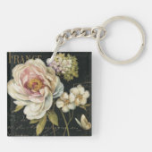 Bloemen op zwart sleutelhanger (Achterkant)