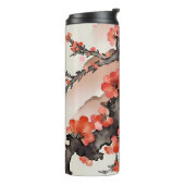 Bloemen op zwart thermosbeker (Gedraaid links)