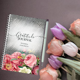  bloemen op zwart-wit & witte Latitude Journal Notitieboek