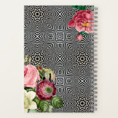 bloemen op zwart-wit & witte Latitude Journal Notitieboek (Achterkant)