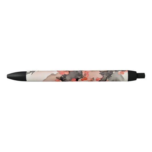 Bloemen op zwart zwarte inkt pen (Voorkant)