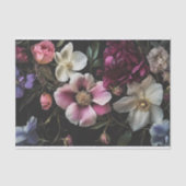 Bloemen op zwarte achtergrond Meubilair Decoupage Tissuepapier (Voorkant)