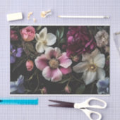 Bloemen op zwarte achtergrond Meubilair Decoupage Tissuepapier (Craft)