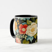  Bloemen op zwarte achtergrond Mok (Voorkant links)