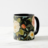  Bloemen op zwarte achtergrond Mok (Voorkant rechts)