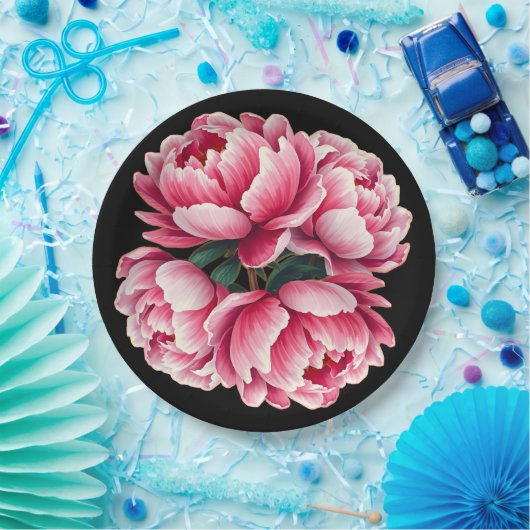 Bloemen op zwarte achtergrond Papier Bord (Feest)