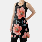 bloemen op zwarte onderzetter schort (Insitu)
