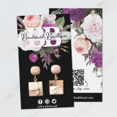  Bloemen op Zwarte Oorbel Sieraden QR Code Visitekaartje