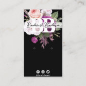  Bloemen op Zwarte Oorbel Sieraden QR Code Visitekaartje (Voorkant)