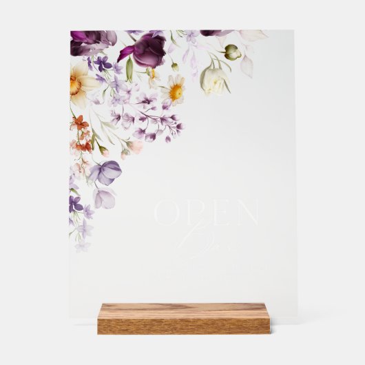 Bloemen Open Bar Acryl Teken Bord (Voorkant)