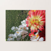 Bloemen oranje en wit legpuzzel (Horizontaal)