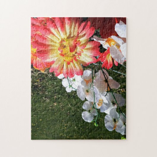 Bloemen oranje en wit legpuzzel (Verticaal)
