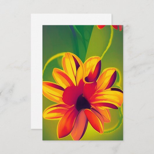 Bloemen oranje gouden groene katten bedankkaart (Voorkant / Achterkant)