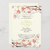 Bloemen oranje kalk groene bruine doucheuitnodigin kaart (Voorkant / Achterkant)