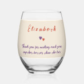 Bloemen oranje paarse vrouw jubileum cadeau wijnglas zonder voet (Voorkant)