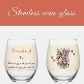 Bloemen oranje paarse vrouw jubileum cadeau wijnglas zonder voet