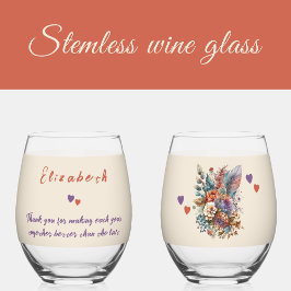 Bloemen oranje paarse vrouw jubileum cadeau wijnglas zonder voet