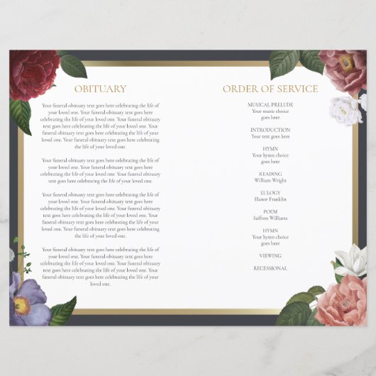 Bloemen Order Of Service Funeral Memorial Programm (Achterkant)