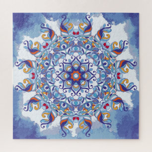 Bloemen ornament, artistiek ontwerp. legpuzzel