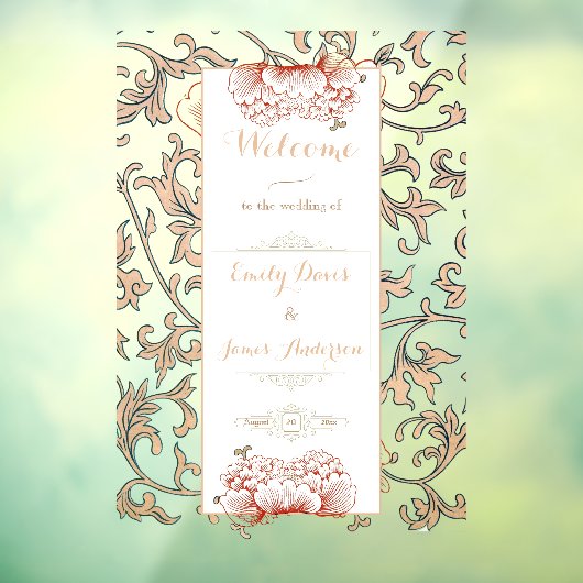  Bloemen Ornament Bruiloft Intrekbare Banner Raamsticker (Vel 3)