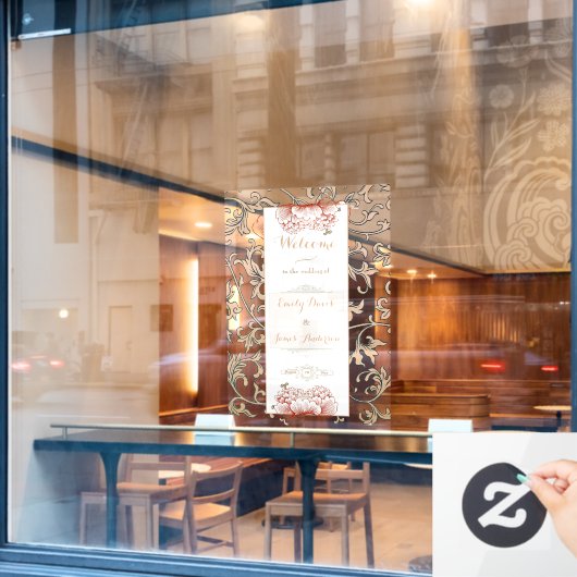  Bloemen Ornament Bruiloft Intrekbare Banner Raamsticker (Cafe Raam)