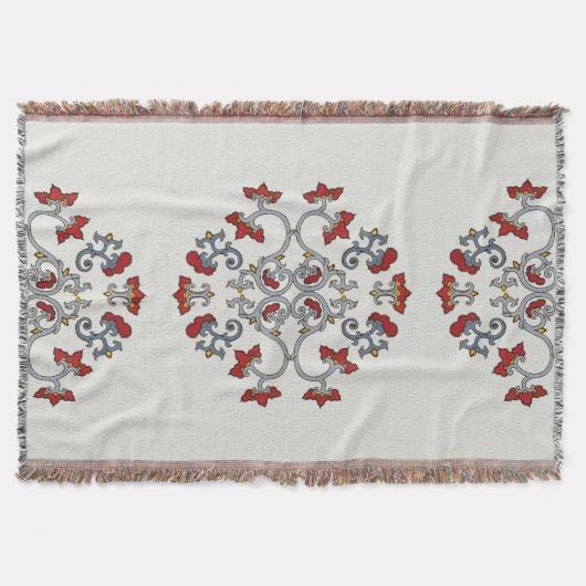 Bloemen Ornament Patroon Gooi Deken (Voorkant)