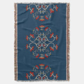 Bloemen Ornament Patroon Gooi Deken (Voorkant Verticaal)