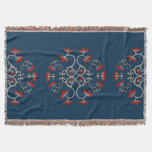 Bloemen Ornament Patroon Gooi Deken (Voorkant)
