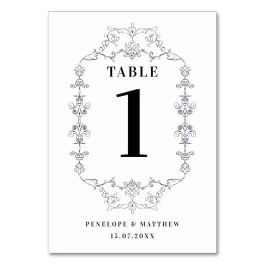 Bloemen Ornament Rand Tafelnummer (Voorkant)