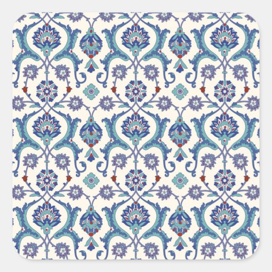 Bloemen Ornament: Traditioneel Arabisch patroon. Vierkante Sticker (Voorkant)