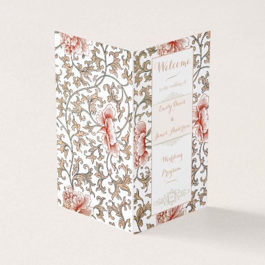  Bloemen Ornament Trouwprogramma Kaart (Buitenkant)